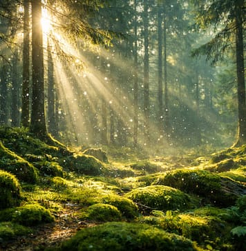 Plastikregen im Wald: Wie unsichtbare Partikel unsere letzten Rückzugsorte verändern Mikroplastik-im-Wald_Illustration