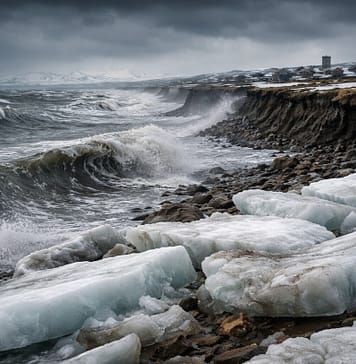 Alaskas zerbrechender Schutzschild – Wie verschwindendes Küsteneis Leben, Landschaft und Zukunft verändert Landfastes-Meereis_Illustration