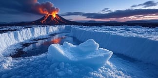 Wenn das Eis die Erde bewegt: Wie Gletscherschmelze die Kontinente beschleunigt und Vulkane weckt Gletscherschmelze_Vulkane_Tektonik_Illustration