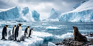 Kaiserpinguine auf dünnem Eis – Wie der Klimawandel die Antarktis ins Wanken bringt Dramatischer-Blick-auf-das-Antarktis-Eis
