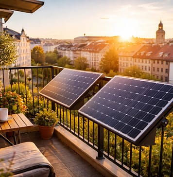 Balkon-Solar in Europa: Wie kleine Panels große Stromkosten schlucken – und was Haushalte wirklich sparen Balkon-mit-Solarpanels_Illustration