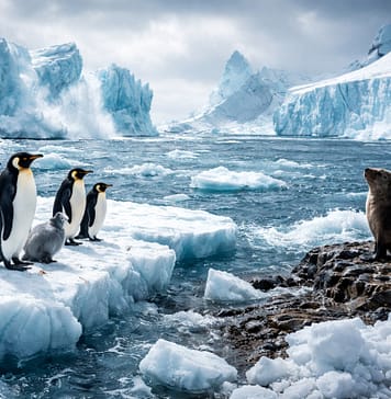 Kaiserpinguine auf dünnem Eis – Wie der Klimawandel die Antarktis ins Wanken bringt Dramatischer-Blick-auf-das-Antarktis-Eis