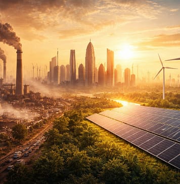 Indiens Klimakurve 2025: Der leise Knick, der die Zukunft verändern könnte Indiens-Übergang-zu-erneuerbarer-Energie_Illustration