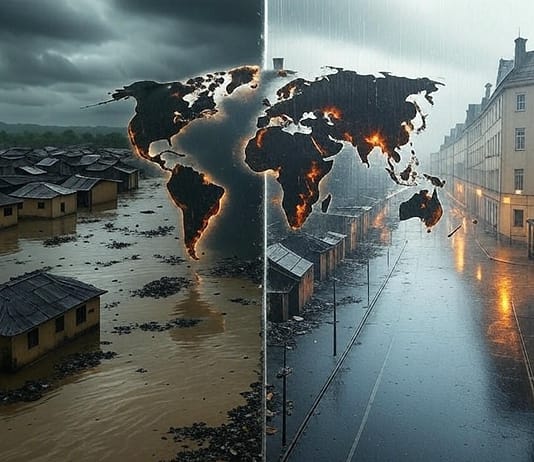 Klimakrise = Ungerechtigkeitskrise: Warum CO₂ nicht allein das Problem ist Soziale_Ungerechtigkeit_Klimawandel_Illustration